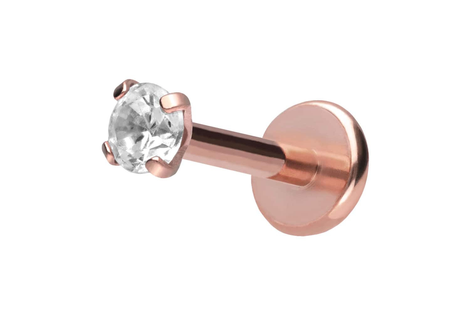 Titan Labret Piercing mit Push Fit EINGEFASSTER KRISTALL